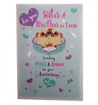 Pug Sister & Brother In Law Anniversary card
