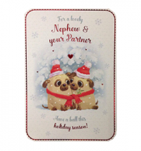 Nephew & Partner Pug Christmas Card