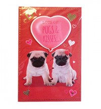 Pugs & Kisses Valentines Day Card