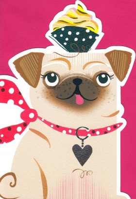 Cupcake Balancing Pug Blank Card For All Occasions