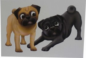 Two Pugs Playing Blank Card