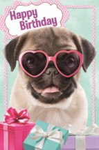 Large Cute Pug Birthday Card