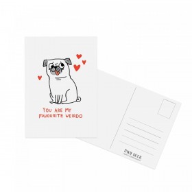 You Are My Favourite Weirdo Pug Postcard By Gemma Correll