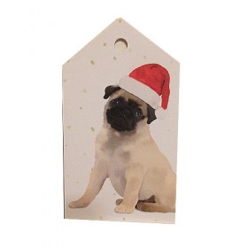 Fawn Puppy Pug Christmas Gift Tags