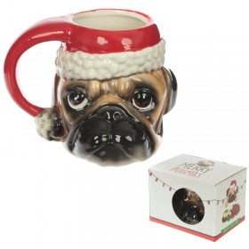 Santa Pug Large Christmas Mug