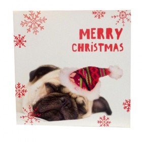 Sleeping Pug Christmas Card