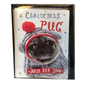 Mini Pug Christmas Cards (Pack of 12)
