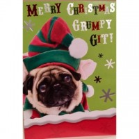 Funny Grumpy Git Pug Christmas Card