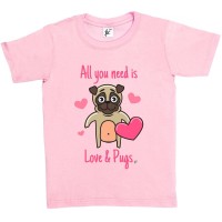 Kid’s Cute Pug T Shirt  (Available in 4 colours)