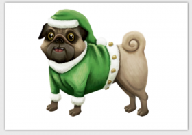 Funny Pug Santa Christmas Card