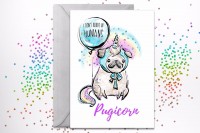 Pug Unicorn Blank Card