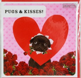 Black Pug Valentines Day Card