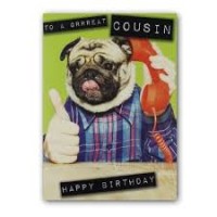 Pug Cousin Birthday Card
