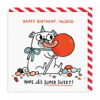 Super Sweet Niece Pug Birthday Card By Gemma Correll