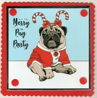 Festive pug  Novelty Christmas Card