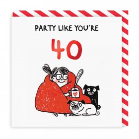 Party Like You’re 40 Pug Card By Gemma Correll