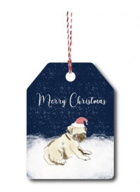 Snow Pug Christmas Gift Tag