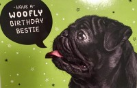 Large Black Pug Bestie Birthday Card