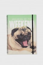 Large A4 Cute Pug Notebook