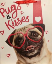 Pugs & Kisses Large Pug Gift Bag For All Occasions