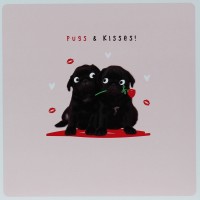 Cute Black  Pugs Valentines Day Card