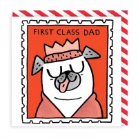 Cute Dad Pug Blank Card By Gemma Correll