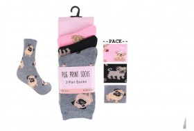 Pack Of 3 Ladies Pug Socks