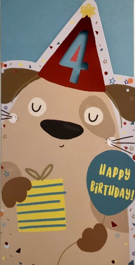 Age 4 Pug Birthday Card