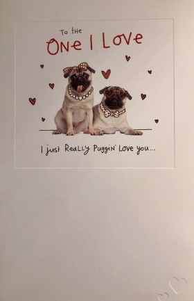 Large Cute Pug To The One I Love Valentines Day Card