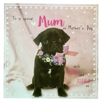 Black Pug Mothers Day Card