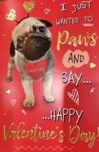 Large Pug Valentines Day Card