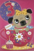 Age 3 Pug Birthday Card