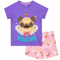 Cute Girls Pug Unicorn Pyjama Set
